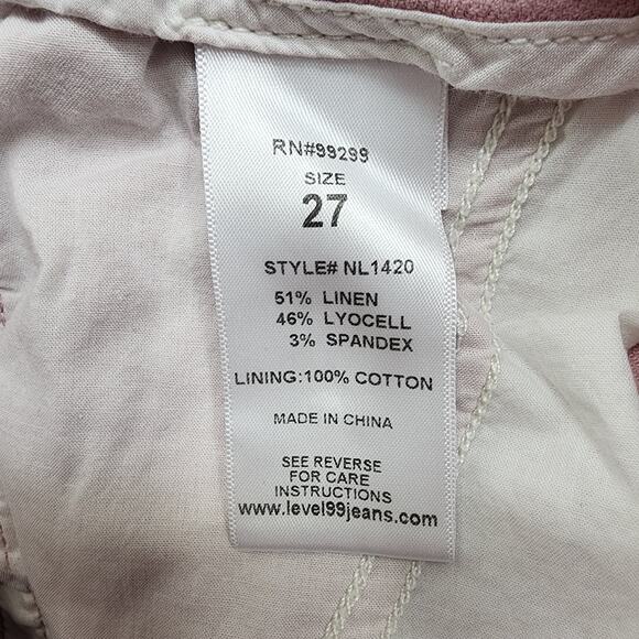 Anthropologie Level 99 Shorts Womens 27 Pink Linen Lyocell Blend Shortie Beach - Picture 5 of 11
